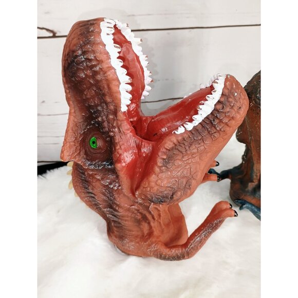 Geyiie 2 Pack Dinosaur Toys Hand Puppet for Kids , Dinosaurs Claws Head Soft Rub - Picture 2 of 6